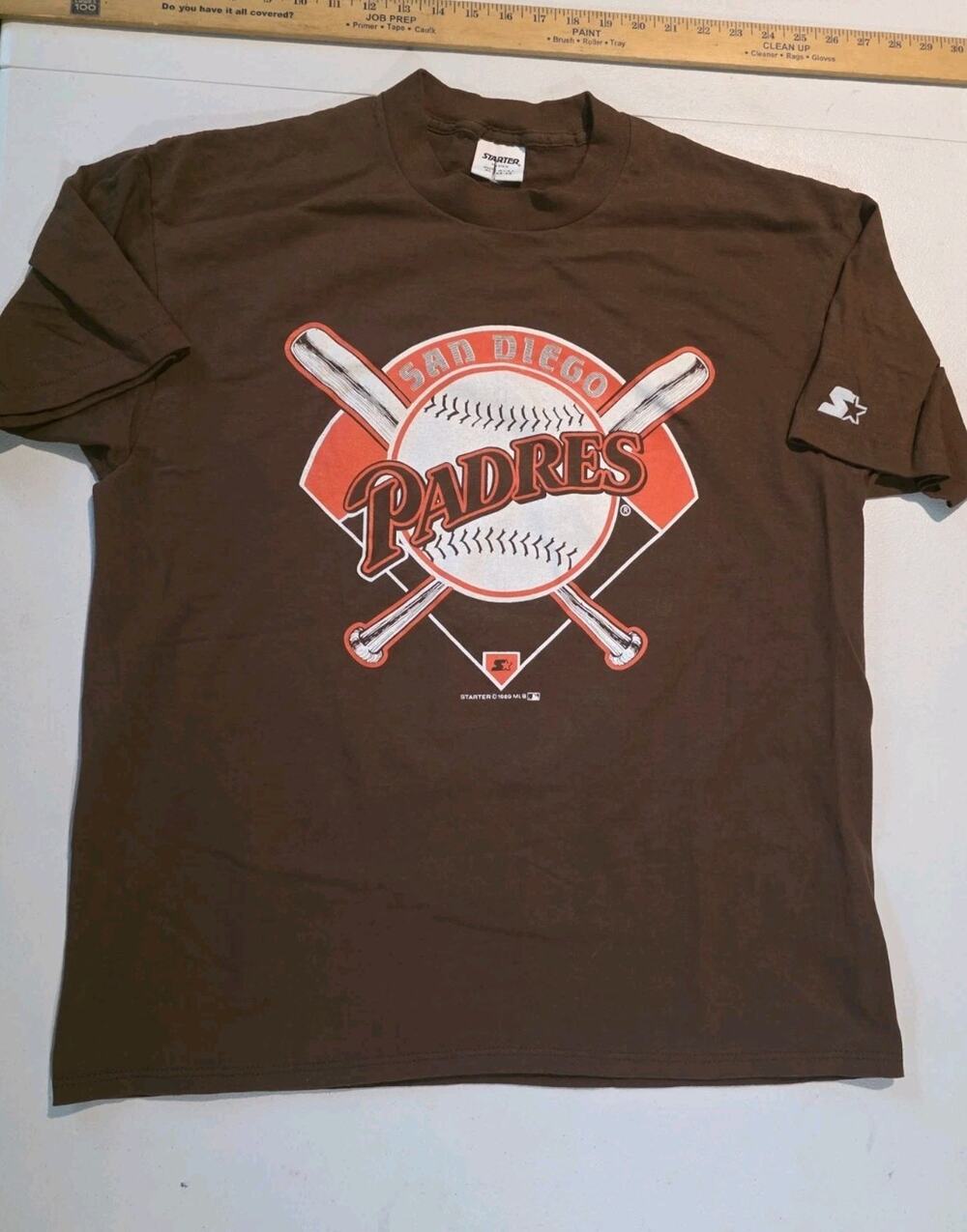 Vintage Starter San Diego Padres T-Shirt Brown Made USA XL 1989 MLB